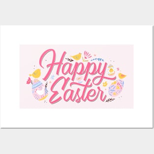 Happy Easter Springtime Lettering Posters and Art